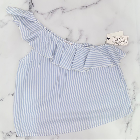 Melrose and Market one shoulder striped blouse - Picture 3 of 7